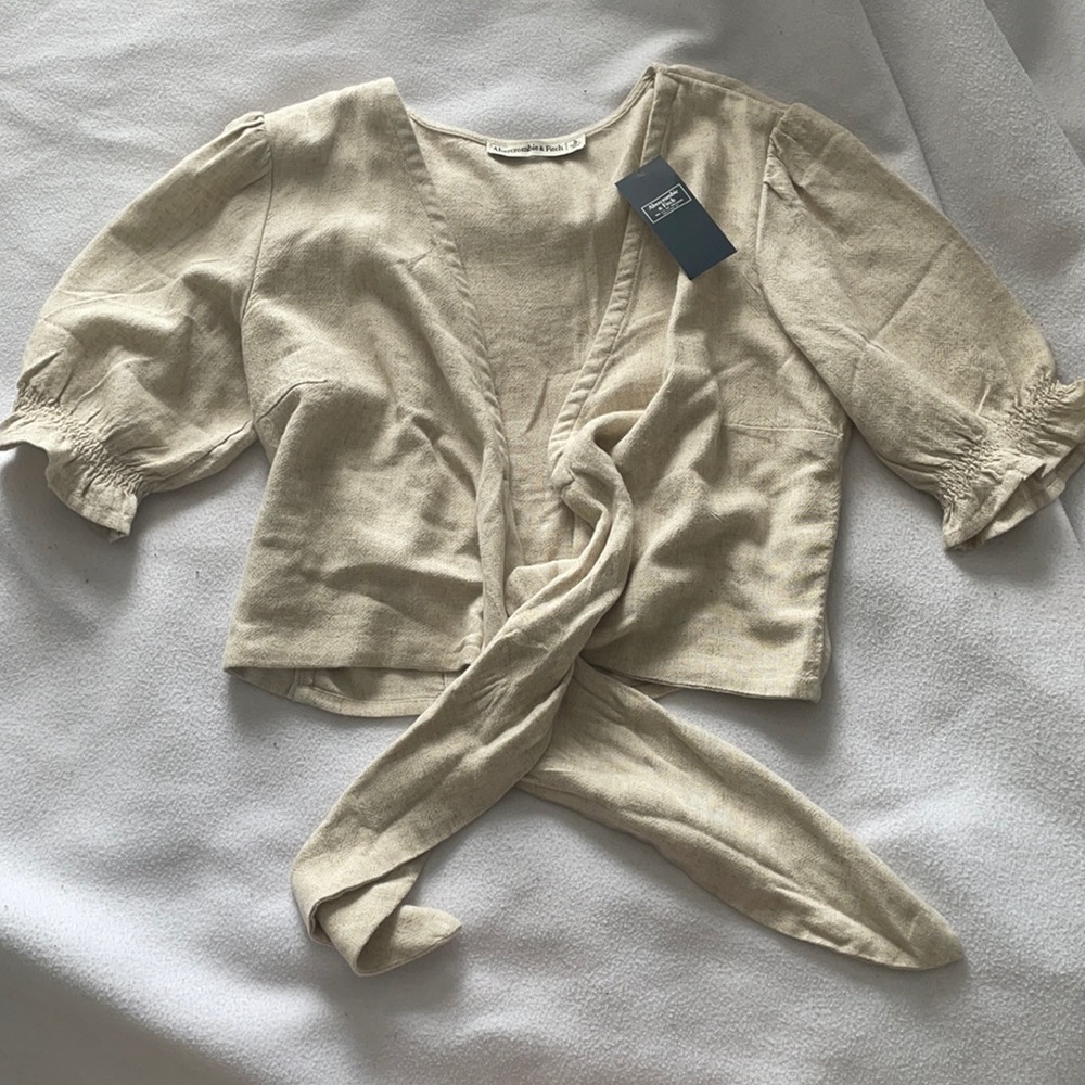 Linen front tie top